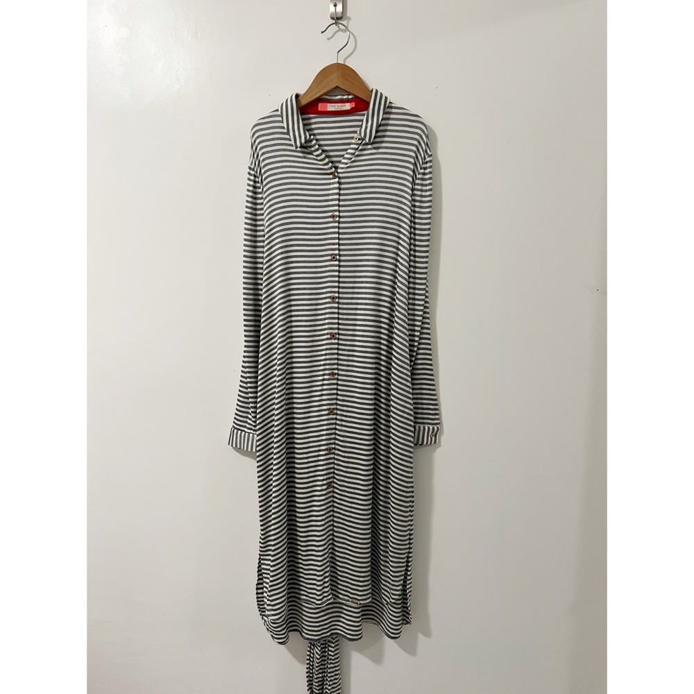 Ted Baker Striped Waist Tie Midi Dress Size 1